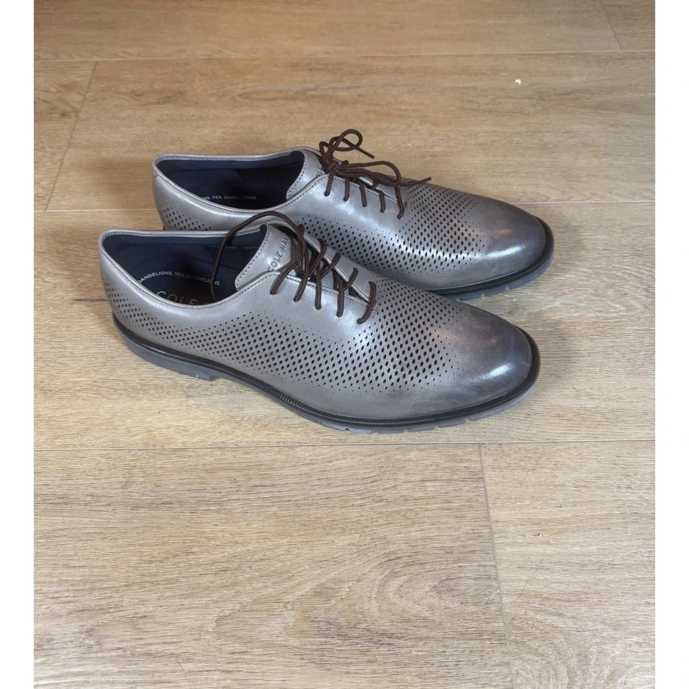 Cole Haan Mens Grandflex DRS LSR Ironstone Gray Leather Oxfords C40332 Size 13